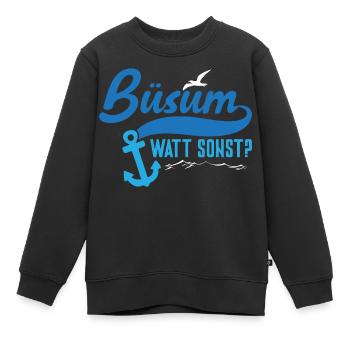 Vacances à la mer du Nord BÜSUM WATT AUTREMENT DRÔLE - Sweat Premium enfant bio - noir - Devant - AI Model Kid Female (0cm)