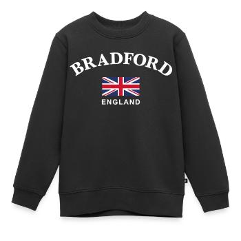 Bradford, Angleterre - Sweat Premium enfant bio - noir - Devant - AI Model Kid Female (0cm)