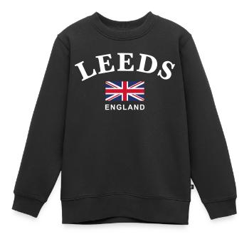 Leeds, England - Kinder Premium Organic Sweatshirt - Schwarz - Vorne - AI Model Kid Female (0cm)