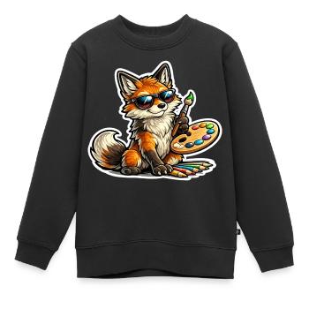 Frecher Fuchs Maler mit Palette - Kinder Premium Organic Sweatshirt - Schwarz - Vorne - AI Model Kid Female (0cm)
