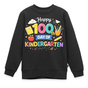 100. Tag Kindergarten Jubel - Kinder Premium Organic Sweatshirt - Schwarz - Vorne - AI Model Kid Female (0cm)