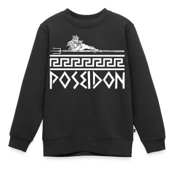 Griechischer Meeresgott (Weiß) - Kinder Premium Organic Sweatshirt - Schwarz - Vorne - AI Model Kid Female (0cm)