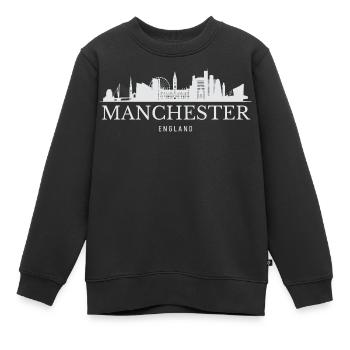 Manchester Skyline, Manchester Angleterre - Sweat Premium enfant bio - noir - Devant - AI Model Kid Female (0cm)