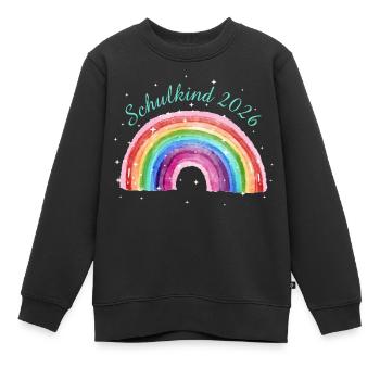 Regenbogen mit Sternchen - Schulkind 2026 Pastell - Kinder Premium Organic Sweatshirt - Schwarz - Vorne - AI Model Kid Female (0cm)