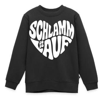 Course de boue 2026 - Forme de cœur - Course de boue 2026 - Sweat Premium enfant bio - noir - Devant - AI Model Kid Female (0cm)