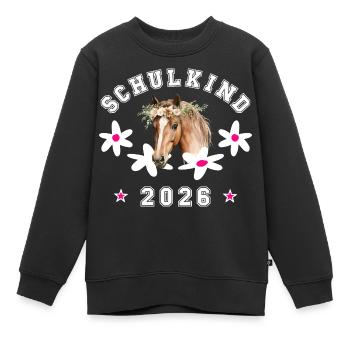 School Child 2026 Horse School Enrollment - Kids Premium Organic Sweatshirt - black - Front - AI Model Kid Female (0cm)