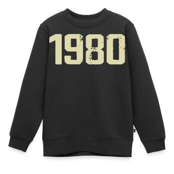 Jubilé 1980 - Sweat Premium enfant bio - noir - Devant - AI Model Kid Female (0cm)