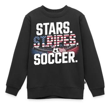 Stars Stripes Soccer – USA Fußball Fan - Kinder Premium Organic Sweatshirt - Schwarz - Vorne - AI Model Kid Female (0cm)
