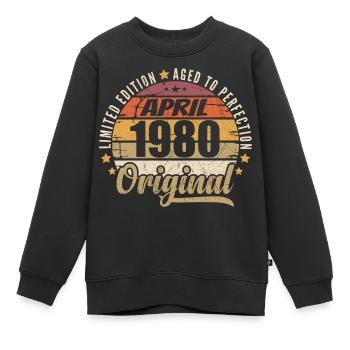 Cadeau D'anniversaire Avril 1980 - Sweat Premium enfant bio - noir - Devant - AI Model Kid Female (0cm)