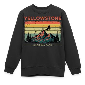 Yellowstone Nationalpark Retro - Kinder Premium Organic Sweatshirt - Schwarz - Vorne - AI Model Kid Female (0cm)