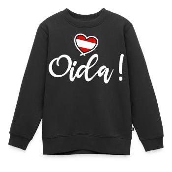 Oida! Österreich Herz I love Austria Dialekt Munda - Kinder Premium Organic Sweatshirt - Schwarz - Vorne - AI Model Kid Female (0cm)