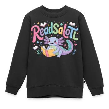 Choix cadeau de livres de t-shirts Axolotl Reader - Sweat Premium enfant bio - noir - Devant - AI Model Kid Female (0cm)