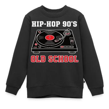 Hip Hop 90er Old School DJ Vinyl - Kinder Premium Organic Sweatshirt - Schwarz - Vorne - AI Model Kid Female (0cm)