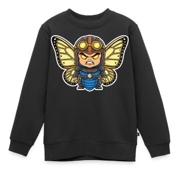 Steampunk Aviator Schmetterlingsblaue Rüstung - Kinder Premium Organic Sweatshirt - Schwarz - Vorne - AI Model Kid Female (0cm)