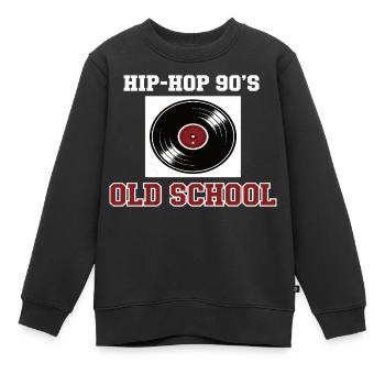 Hip Hop 90er Old School DJ Vinyl - Kinder Premium Organic Sweatshirt - Schwarz - Vorne - AI Model Kid Female (0cm)