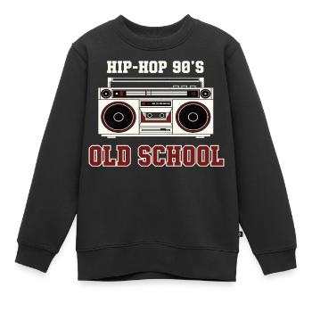 Hip Hop 90er Old School DJ Vinyl - Kinder Premium Organic Sweatshirt - Schwarz - Vorne - AI Model Kid Female (0cm)