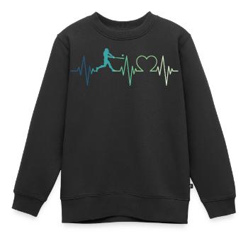 Baseball Battement de coeur de Joueur De Baseball - Sweat Premium enfant bio - noir - Devant - AI Model Kid Female (0cm)