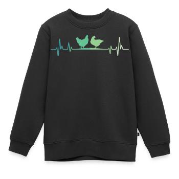 Poule battement de cœur des poules - Sweat Premium enfant bio - noir - Devant - AI Model Kid Female (0cm)