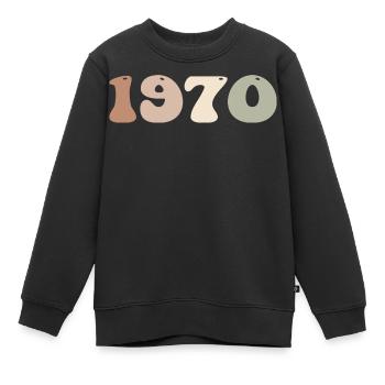 1970 - Kids Premium Organic Sweatshirt - black - Front - AI Model Kid Female (0cm)