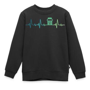 chauffeur routier battement de coeur camion  - Sweat Premium enfant bio - noir - Devant - AI Model Kid Female (0cm)
