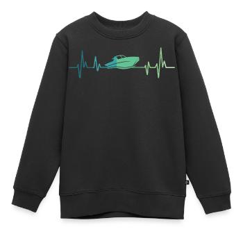Bateau à moteur heartbeat bateau rapide sportboat - Sweat Premium enfant bio - noir - Devant - AI Model Kid Female (0cm)