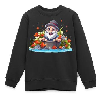 Gnom im Badetopf am Teich - Kinder Premium Organic Sweatshirt - Schwarz - Vorne - AI Model Kid Female (0cm)