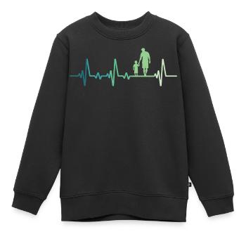Vater und Sohn Herzschlag Geschenk Vater Sohn - Kinder Premium Organic Sweatshirt - Schwarz - Vorne - AI Model Kid Female (0cm)