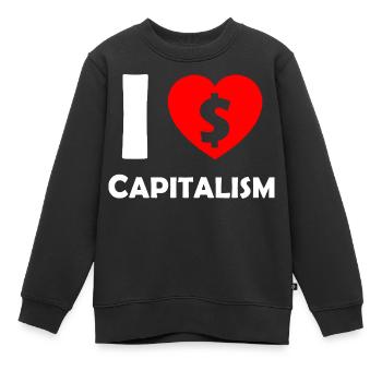 Ich liebe Kapitalismus Herz Dollar - Kinder Premium Organic Sweatshirt - Schwarz - Vorne - AI Model Kid Female (0cm)