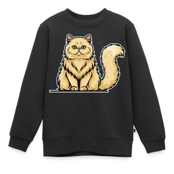 Cremefarbene Perserkatze Langhaariges Vintage-Porträt - Kinder Premium Organic Sweatshirt - Schwarz - Vorne - AI Model Kid Female (0cm)