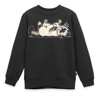 Grauer getigerter Katzen-Jäger-Jäger-Porträt - Kinder Premium Organic Sweatshirt - Schwarz - Vorne - AI Model Kid Female (0cm)