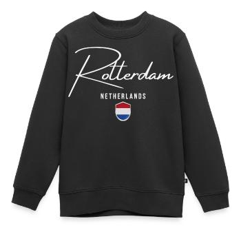 Rotterdam Niederlande, elegantes Design Rotterdam - Kinder Premium Organic Sweatshirt - Schwarz - Vorne - AI Model Kid Female (0cm)