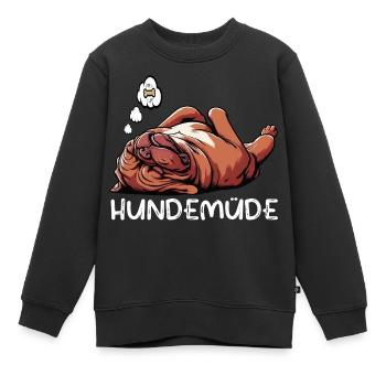 Hundemüde Bordeaux Dogge Bordeauxs Bordeaux Doggen - Kinder Premium Organic Sweatshirt - Schwarz - Vorne - AI Model Kid Female (0cm)