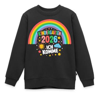 Kindergarten Ich komme 2026 Regenbogen - Kinder Premium Organic Sweatshirt - Schwarz - Vorne - AI Model Kid Female (0cm)