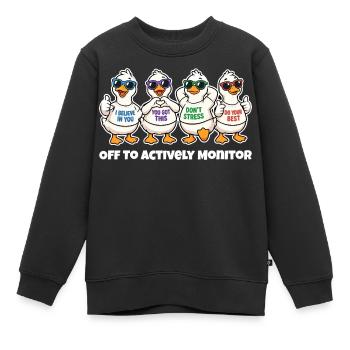 Lustige Motivations-Enten Actively Monitor - Kinder Premium Organic Sweatshirt - Schwarz - Vorne - AI Model Kid Female (0cm)