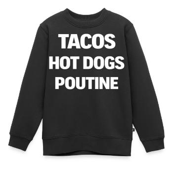 Tacos Hot Dog Poutine - Sweat Premium enfant bio - noir - Devant - AI Model Kid Female (0cm)