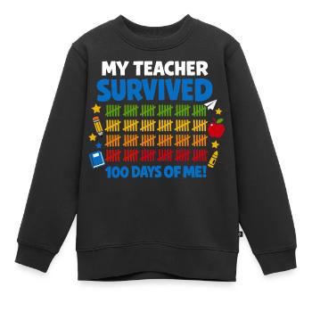 J'ai survécu à 100 jours d'école Rigolo - Sweat Premium enfant bio - noir - Devant - AI Model Kid Female (0cm)