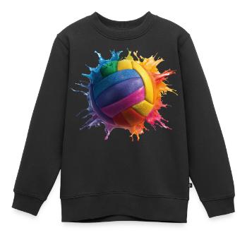 Volley-ball - Sweat Premium enfant bio - noir - Devant - AI Model Kid Female (0cm)