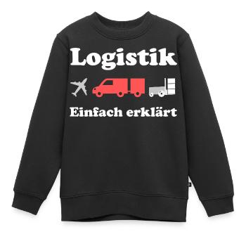 Logistik Design: Flugzeug, Lkw, Fracht - Kinder Premium Organic Sweatshirt - Schwarz - Vorne - AI Model Kid Female (0cm)