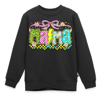 Mama Retro Flashy | Style Néon Fête des Mères - Sweat Premium enfant bio - noir - Devant - AI Model Kid Female (0cm)