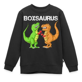 Boxen Saurus Dinosaurier Lustiger T-Rex Gym-Kämpfer - Kinder Premium Organic Sweatshirt - Schwarz - Vorne - AI Model Kid Female (0cm)