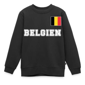 BELGIEN Trikot Look - Nationalflagge Fahne Flagge - Kinder Premium Organic Sweatshirt - Schwarz - Vorne - AI Model Kid Female (0cm)
