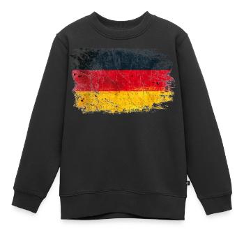 Grunge Duitse vlag - Kinder Premium sweater biologisch - zwart - Voor - AI Model Kid Female (0cm)