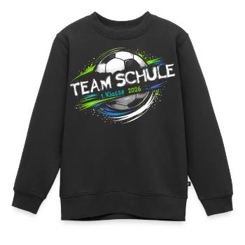 Fußball Einschulung 2026 – Team Schule - 1. Klasse - Kinder Premium Organic Sweatshirt - Schwarz - Vorne - AI Model Kid Female (0cm)