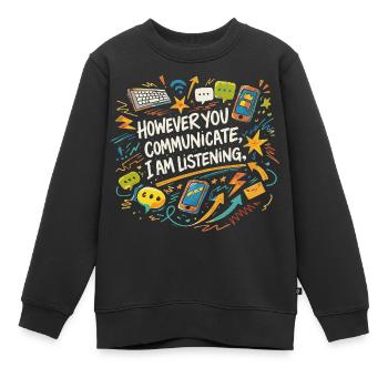 Communication Écoute Psychologue Prof Cadeau - Sweat Premium enfant bio - noir - Devant - AI Model Kid Female (0cm)