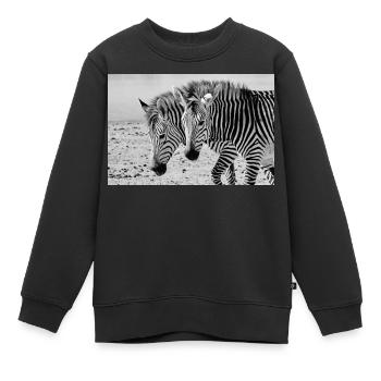 Safari en noir et blanc des amis zèbres - Sweat Premium enfant bio - noir - Devant - AI Model Kid Female (0cm)