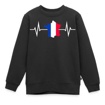 France Love Country Outline Contour Heartbeat - Sweat Premium enfant bio - noir - Devant - AI Model Kid Female (0cm)