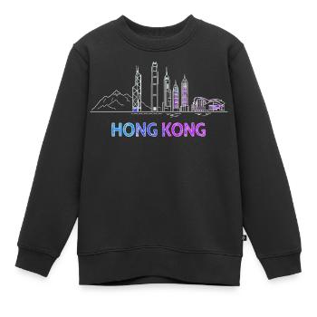 Ville de Hong Kong Skyline - Sweat Premium enfant bio - noir - Devant - AI Model Kid Female (0cm)