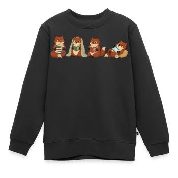 Undercover-Leser-Katzen - Kinder Premium Organic Sweatshirt - Schwarz - Vorne - AI Model Kid Female (0cm)