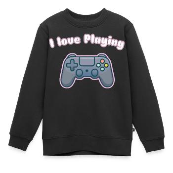 J’adore jouer - Conception de manettes de jeu - Sweat Premium enfant bio - noir - Devant - AI Model Kid Female (0cm)