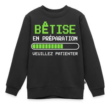 Bêtise Cadeau humour personnalisé - Sweat Premium enfant bio - noir - Devant - AI Model Kid Female (0cm)